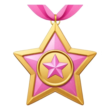 a glittery golden star-shaped medal with a soft cardboard texture, featuring a pink number 1 in the center with the text  sticker