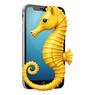 Yellow seahorse in the iPhone sticker