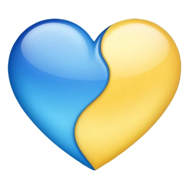 Corazón azul y amarillo juntos degradado mitad y mitad sticker