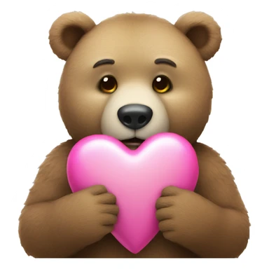 Bear holding pink Christmas heart  sticker