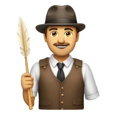 Hombre con pincel y pluma en mano sticker