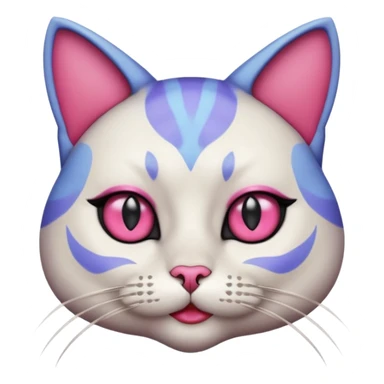 cat with exaggerated makeup portrait, head and shoulders only, heavy colorful eyeshadow, bold lipstick, dramatic blush, funny glamorous expression, cute 3D cartoon, mobile game icon style, clean background, no text, no watermark sticker