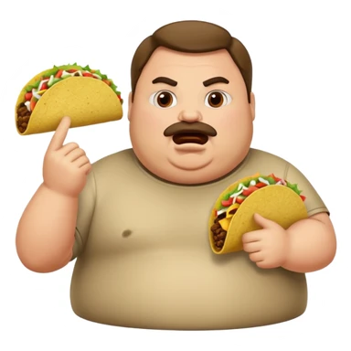 Fat guy arguing over taco sticker