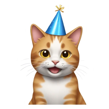 Cat dancing wearing a birthday hat sticker