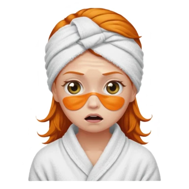 scared ginger girl with bath towels and eye patches sticker