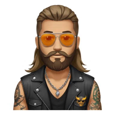 biker gang with sunglass and rugged guy bearded long hair in tatoots sticker