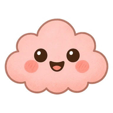 a cute pink cloud, original design, big eyes, blushing cheeks, joyful sticker