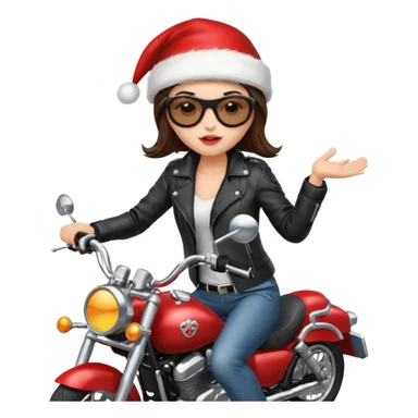 biker girl brune moto christmas sticker