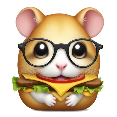 Hamster with glasses Eat hamburger sticker
