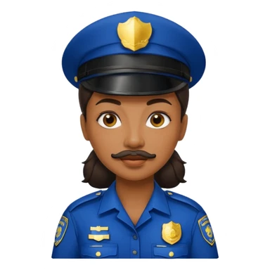 black woman with mustache wear police's uniform sticker