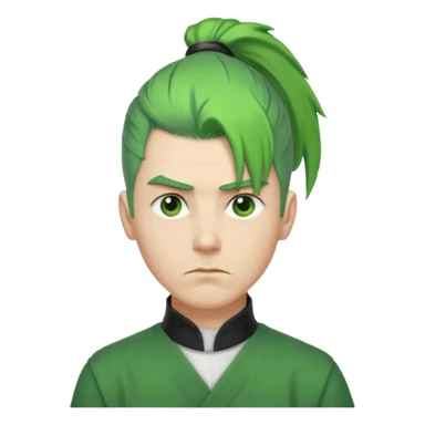 Man with Green Ponytail – green tied hair, calm serious face. sticker