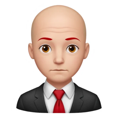 man Bald with red necktie, red dress, tattoos. sticker