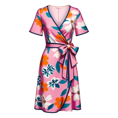  v-neck wrap dress with a bow and short sleeves, isolated print Dvf sticker