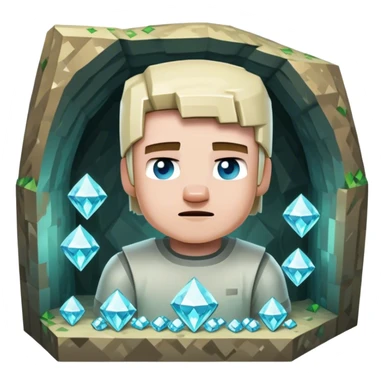 crie um emoji de minecraft o steve achando uma caverna de diamantes sticker