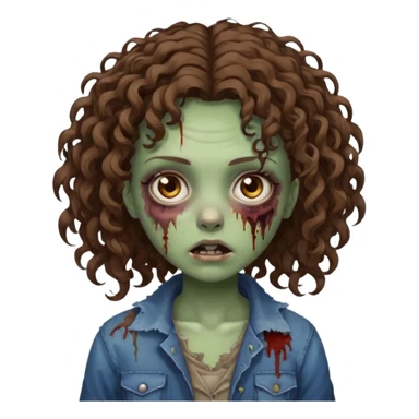 zombie girl with curly hair n brown eyes sticker