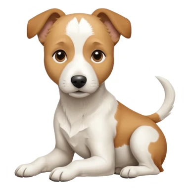 a full body facing front on of a buff white beagle cross jack russell terrier looking dog the size of a kelpie with light brown long ears resting on its face and a light brown patch above one eye and a large snout. the rest of the dog is completely white.  sticker