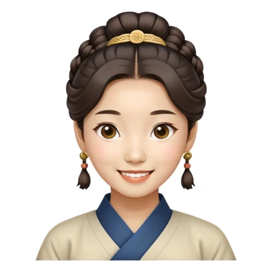 A smiling Korean girl with traditional Korean hairstyle sticker