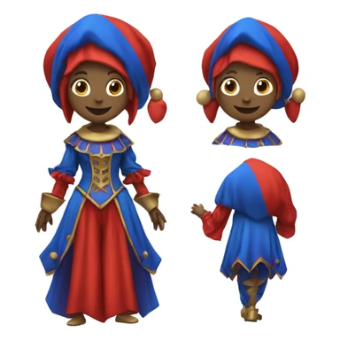 Pomni a female jester with red and blue jester clothes sticker
