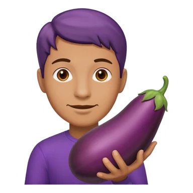 Man holding eggplant sticker