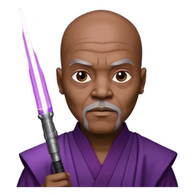 star wars master windu bald head with purple lightsaber sticker