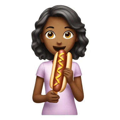 Girl eating hot dog sticker