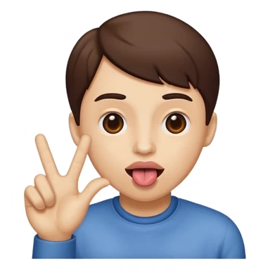 tounge out with hand to the side, put the hand as if they are opening something  sticker