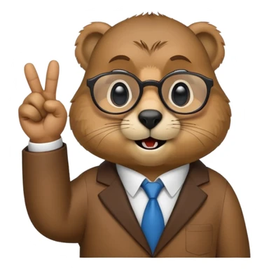 Create a version of the "nerd emoji with finger pointing up" meme with the face of a groundhog. Be sure he has glasses, buck teeth, and a smarmy "um, actually..." look on its face sticker