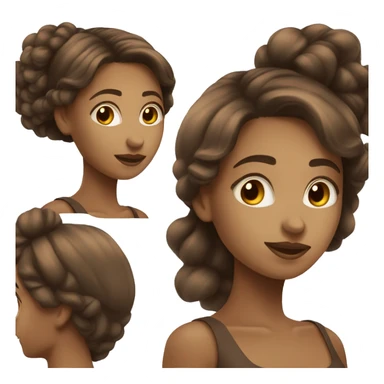 femme au cheveux marron lisse blanche sticker