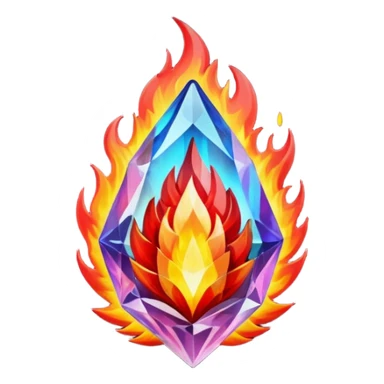 Red flaming crystal with a $ carved into the center of the crystal. sticker