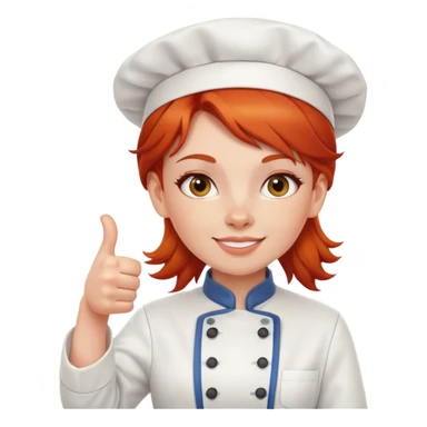 Red headed girl chef giving thumbs up sticker