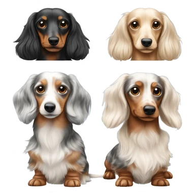 Tri Merle long haired Dachshunds together sticker