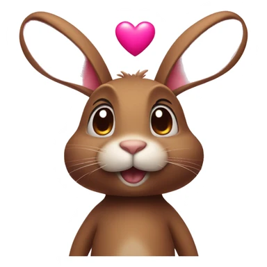 brown rabbit standing on back legs with pink heart on his chest sticker