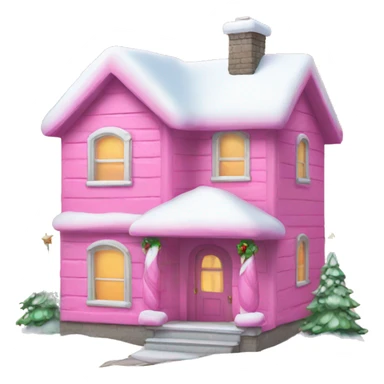 pink christmas house sticker