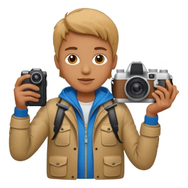 a tourist in europe holding a camera not wearing khaki sticker