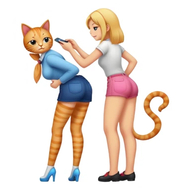 cat spanks girl on ass sticker