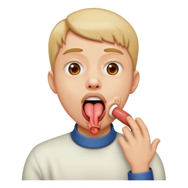 person choking them self with tongue out funny sticker