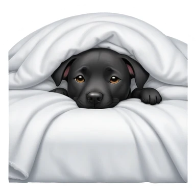 black lab/amstaff dog sleeping under the sheets in bed sticker