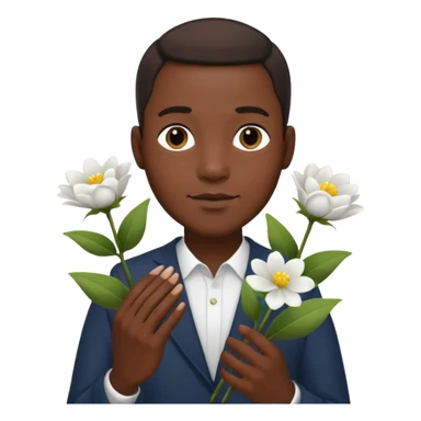 black man holding white flowers in their hands sticker