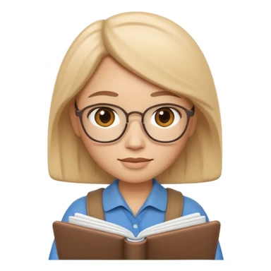 Apple Memoji-style 3D emoji of a calm counselor character with a notebook, soft shading, rounded shapes, warm colors, no background.
 sticker
