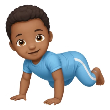 black baby crawling on the floor with baby sport clothes sticker
