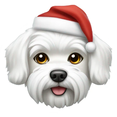  white maltese dog and Santa Claus  sticker