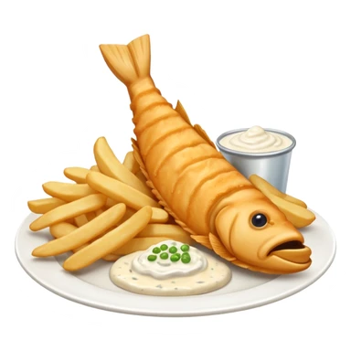 classic dish of fish and chips, golden fried sticker