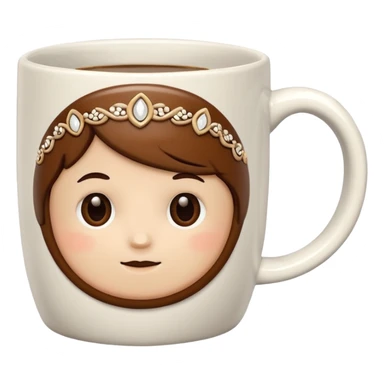 Realistic large coffee mug, with adorable detailed embellishment on front sticker