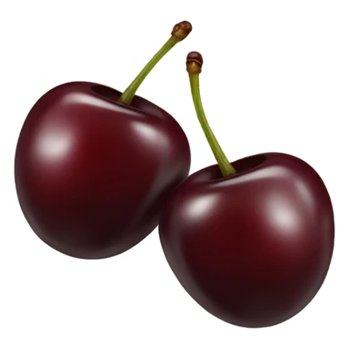 two burgundy cherries on dark green single stem sticker