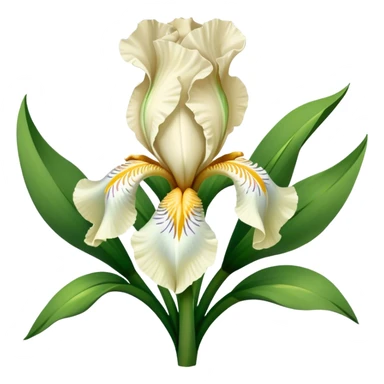 big bouquet Cream Iris, luxuriant, leaf, bud sticker