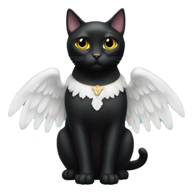 Black Cat with angel wings sticker