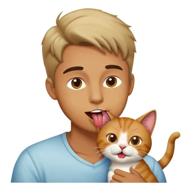 A man licking cat sticker
