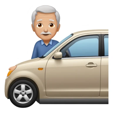 My grandfather is pulling a rear car sticker