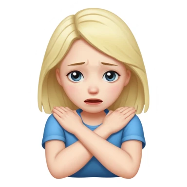 Girl crying with arms crossed around her neck sticker