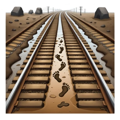 footprints near train track sticker